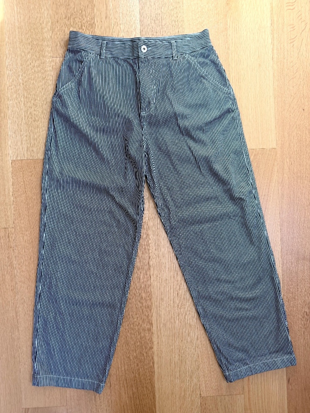 KOTN Hickory Railroad Stripe Denim Utility Pants in Black & White Size 28